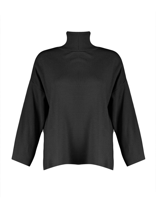trendyol Black Wide Fit Basic Knitwear Sweater - Image 5