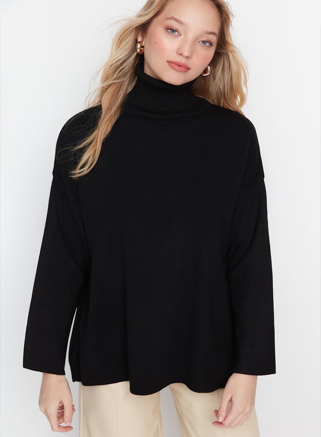 trendyol Black Wide Fit Basic Knitwear Sweater - Image 3