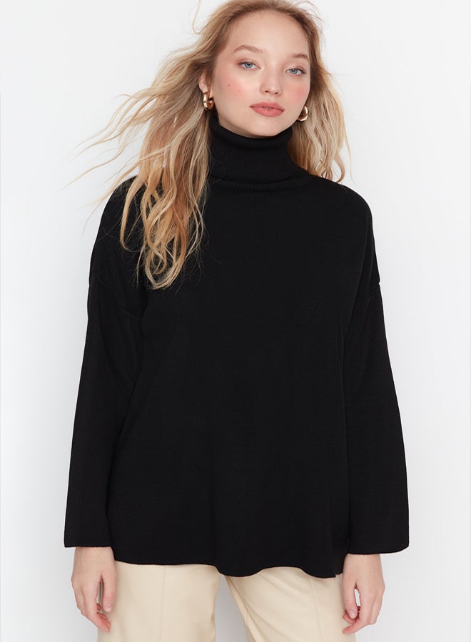 trendyol Black Wide Fit Basic Knitwear Sweater - Image 2
