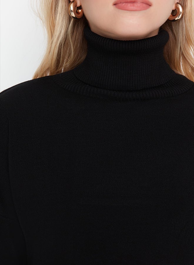 trendyol Black Wide Fit Basic Knitwear Sweater - Image 4
