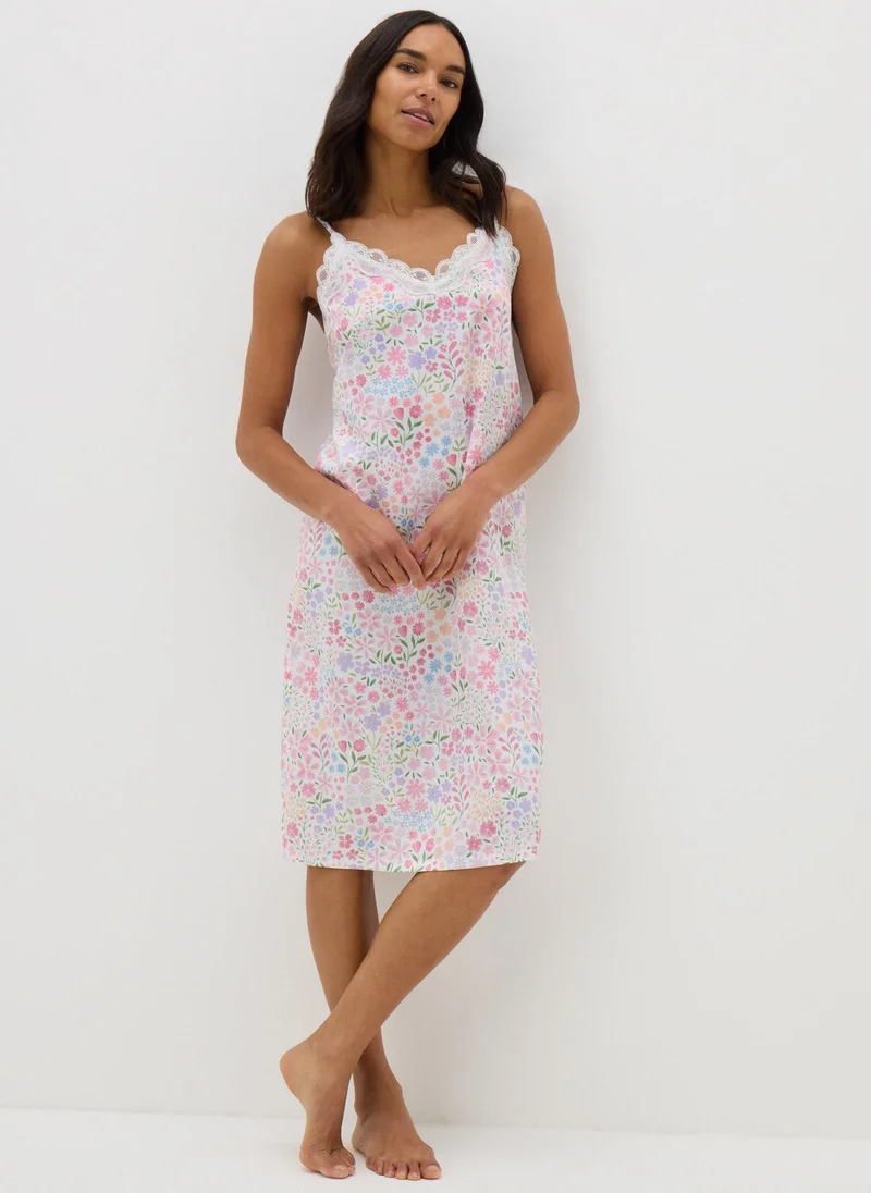 Matalan Pink Floral Satin Chemise Nightie