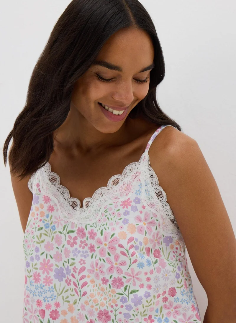 Matalan Pink Floral Satin Chemise Nightie