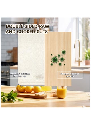 Stainless Steel Cutting Board, Chopping Board with Sharpening Block, Premium Stainless Steel Double-Sided Cutting Board | Scratch-Resistant Mesh Design | Durable Kitchen Essential, BPA Free, Non-Slip Silicone Edges | 304 Stainless Steel and Wheat Straw PP (14”×9.7”) - view 3