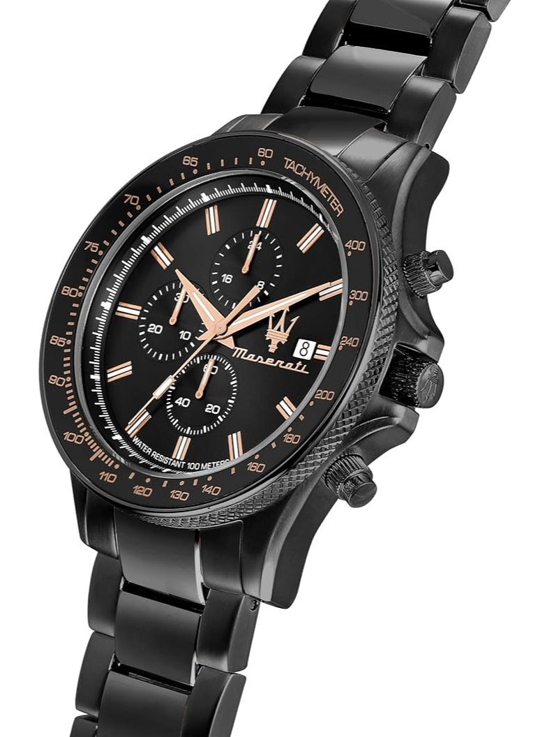 Maserati SFIDA Men's Watch, Chronograph, Quartz - R8873640011, Black/White, 44mm, Bracelet, Black/White, 44mm, Bracelet - Image 4