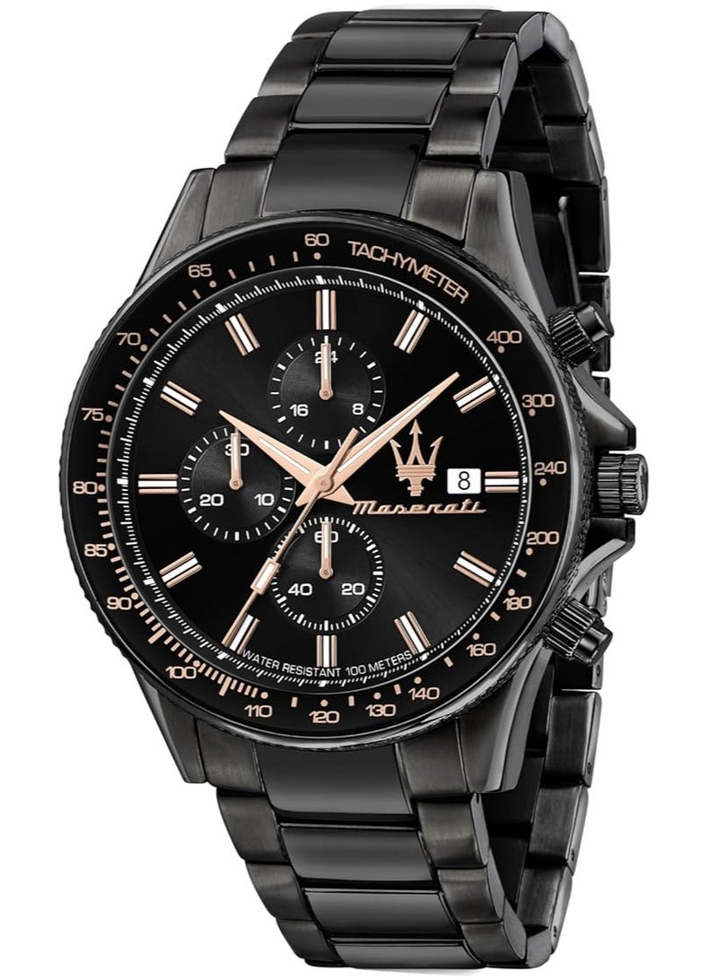Maserati SFIDA Men's Watch, Chronograph, Quartz - R8873640011, Black/White, 44mm, Bracelet, Black/White, 44mm, Bracelet - Image 1