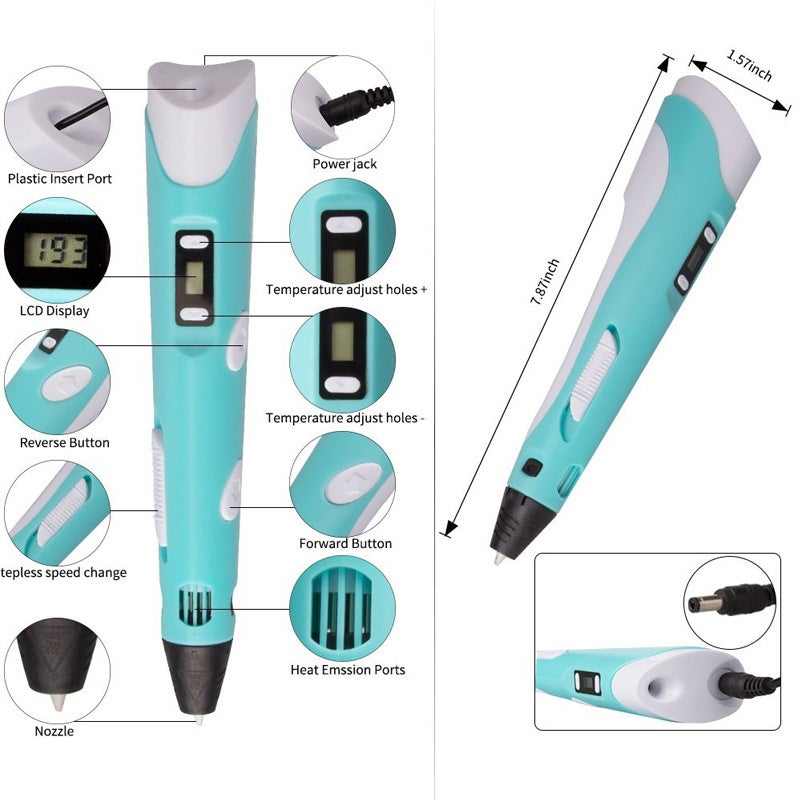 3D Printing Pen Three-Dimensional Painting 3 Graffiti Pen 3D Pen Children Students Toy Supply - Image 5
