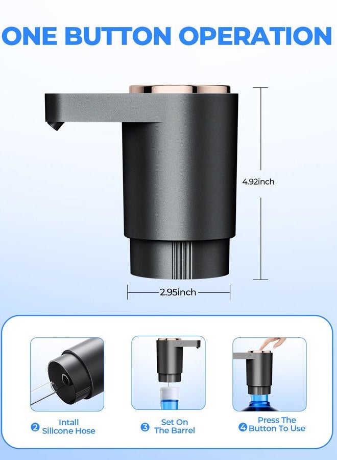 LADFAR Water Bottle Pump, Portable Electric Water Dispenser Pump for 5 Gallon Bottles - USB Charging, Automatic Switch, Rechargeable Battery for Home Kitchen Room Camping, Black - Image 4
