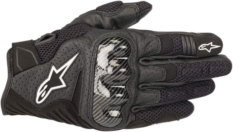 Alpinestars SMX-1 Air V2 Gloves, Short Cuff Fit, Leather and Mesh Construction, CE-Certified, Ergonomic Protection, Summer Riding Glove, 2XL, Black - Image 1