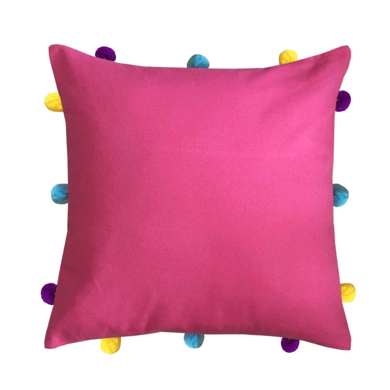 Lushomes Cushion Cover 12x12 Boho Cushion Covers Sofa Pillow Cover Cushion Covers with Tassels Cushion Cover with pom pom 12x12 Inches Set of 5 Pink - Image 2