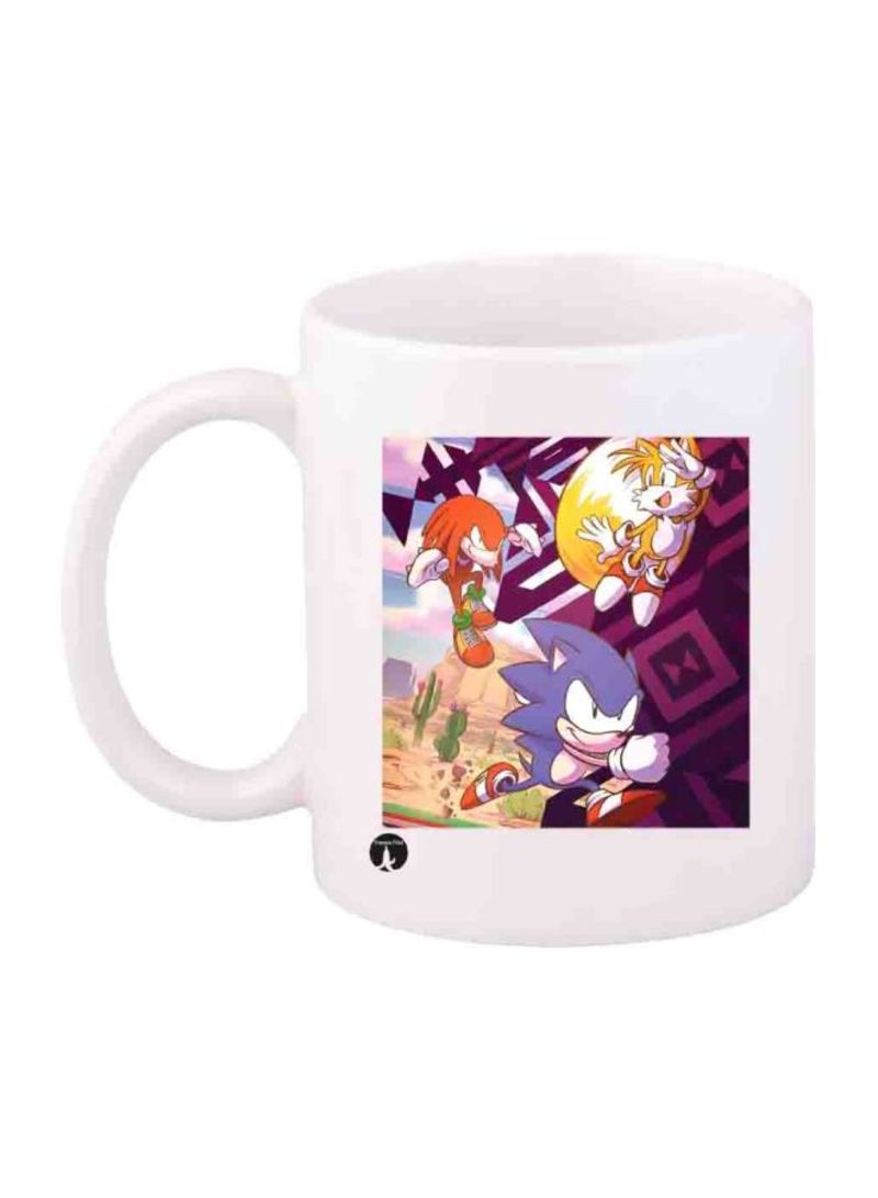 Game Sonic Character Printed Mug White/Purple/Yellow Standard Size