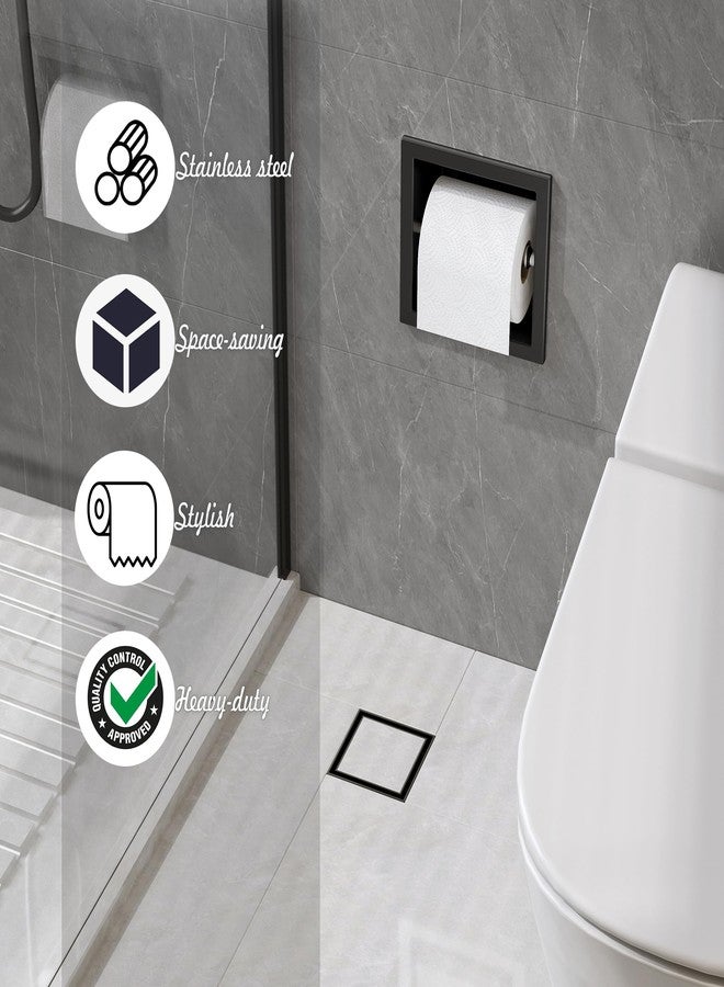 Neodrain حامل ورق تواليت مدمج نيدودرين، حامل ورق تواليت أسود غير لامع مدمج، حامل لفافة ورق من الفولاذ المقاوم للصدأ مدمج، في الجدار - Image 4