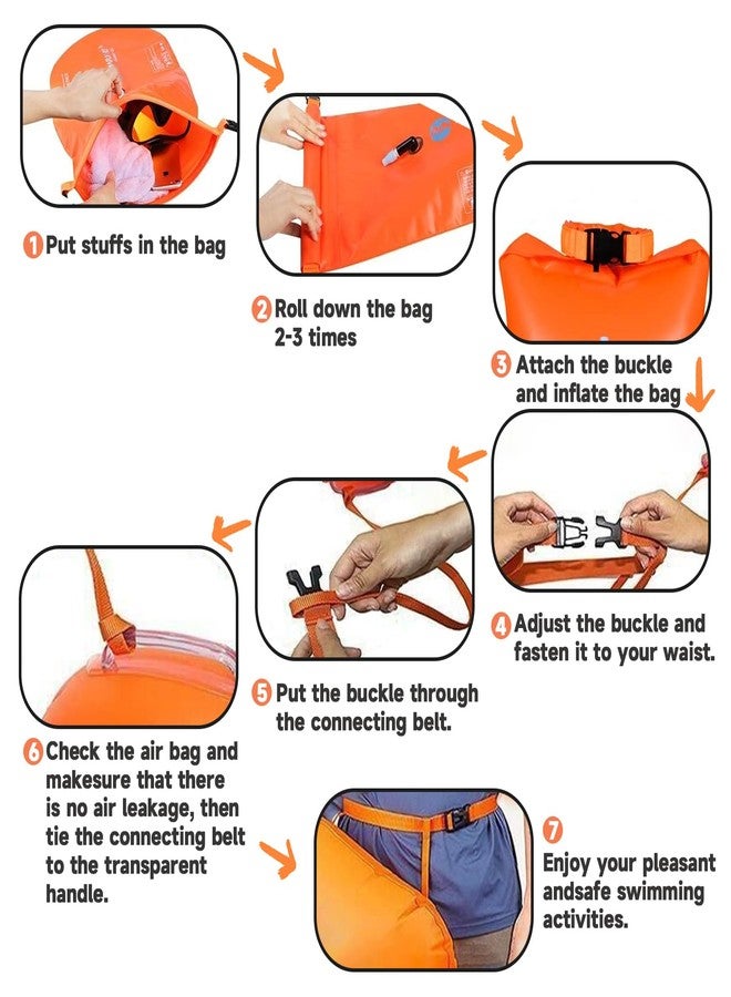 XZSUN 20L Storage Swim Buoy for Open Water Swimmers ，Waterproof Dry Bag Swim Safety Float(Orange) - Image 2