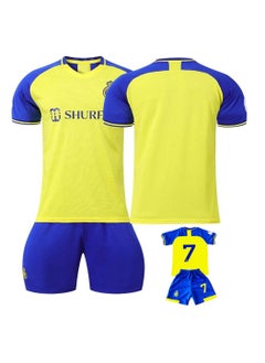 Riyadh Team Uniform No.7 Ronaldo Jersey, Football Suit Suit Yellow Jersey Print, Children's T-shirt Set