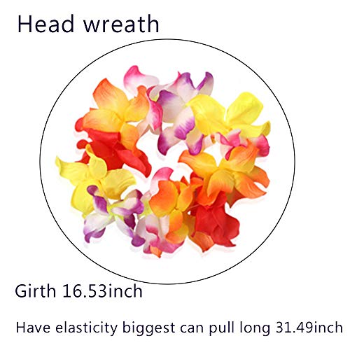 Arlai Hawaiian Luau Flower Necklace, Headband, and Bracelets Set - High Density Sewing Production, Assorted Colors, Perfect for Themed Parties, Costume Events, and Fancy Dress - Image 3