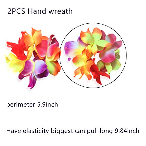 Arlai Hawaiian Luau Flower Necklace, Headband, and Bracelets Set - High Density Sewing Production, Assorted Colors, Perfect for Themed Parties, Costume Events, and Fancy Dress - Image 4
