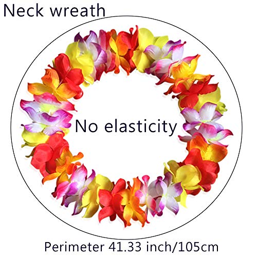 Arlai Hawaiian Luau Flower Necklace, Headband, and Bracelets Set - High Density Sewing Production, Assorted Colors, Perfect for Themed Parties, Costume Events, and Fancy Dress - Image 2