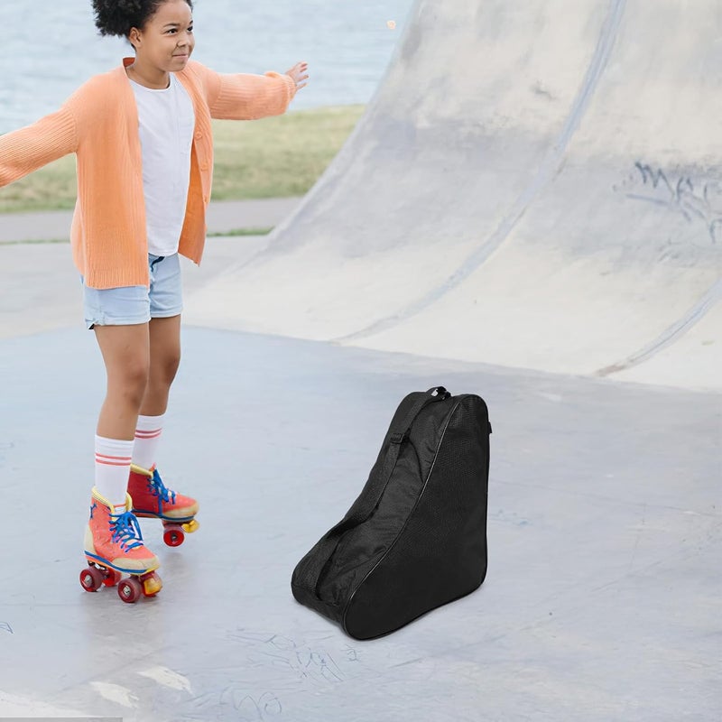Roller Skates Organizer Bag with Shoulder Strap Black Triple-layer Skate Shoes Pouch for Adults - Image 5