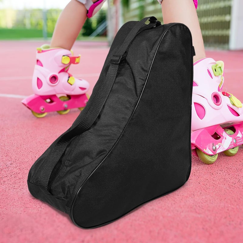 Roller Skates Organizer Bag with Shoulder Strap Black Triple-layer Skate Shoes Pouch for Adults - Image 4
