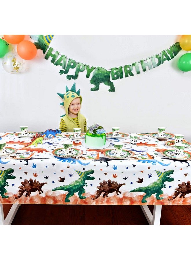 Wernnsai Watercolor Dinosaur Party Tablecloth 2 Pack 54 X 108 Dinosaur Party Supplies For Kids Boys Dino Theme Birthday Party Decoration Dinosaur Printed Rectangular Plastic Disposable Table Cover - Image 5
