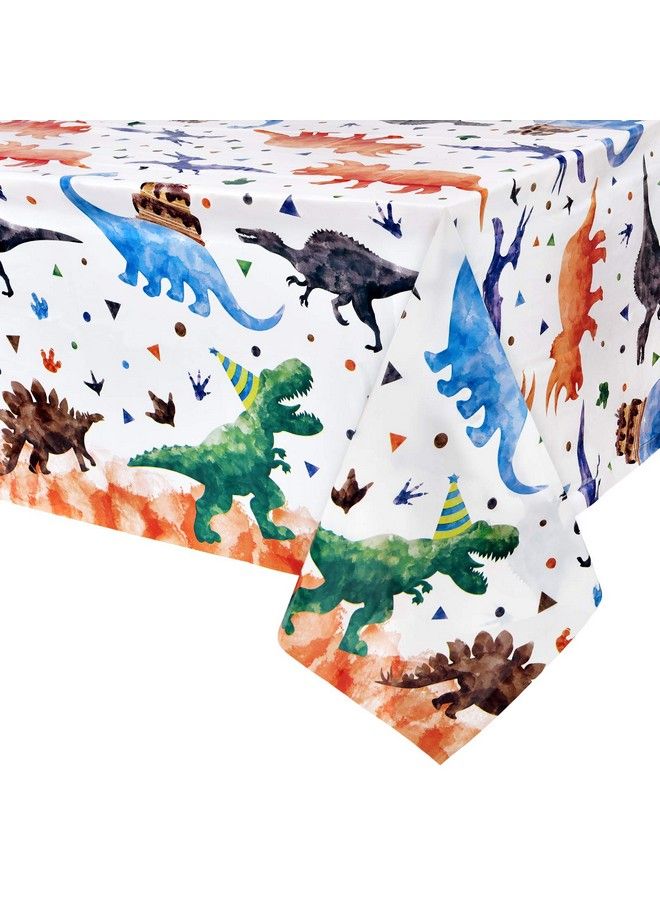 Wernnsai Watercolor Dinosaur Party Tablecloth 2 Pack 54 X 108 Dinosaur Party Supplies For Kids Boys Dino Theme Birthday Party Decoration Dinosaur Printed Rectangular Plastic Disposable Table Cover - Image 2