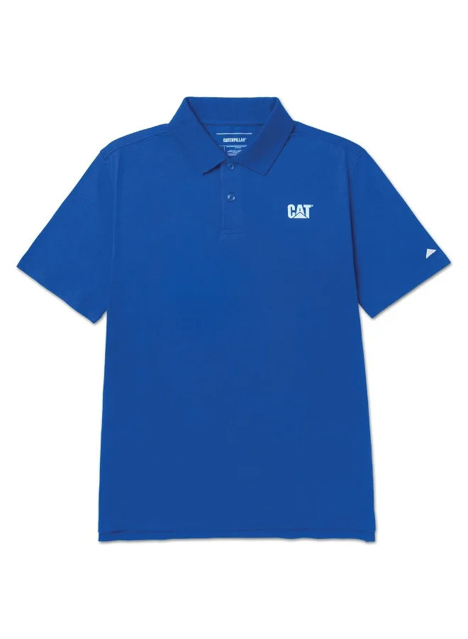 Caterpillar CAT Men’s Pique Logo Polo T Shirt – 95% Cotton 5% Spandex – Soft Stretch Pique – Split Droptail Hem