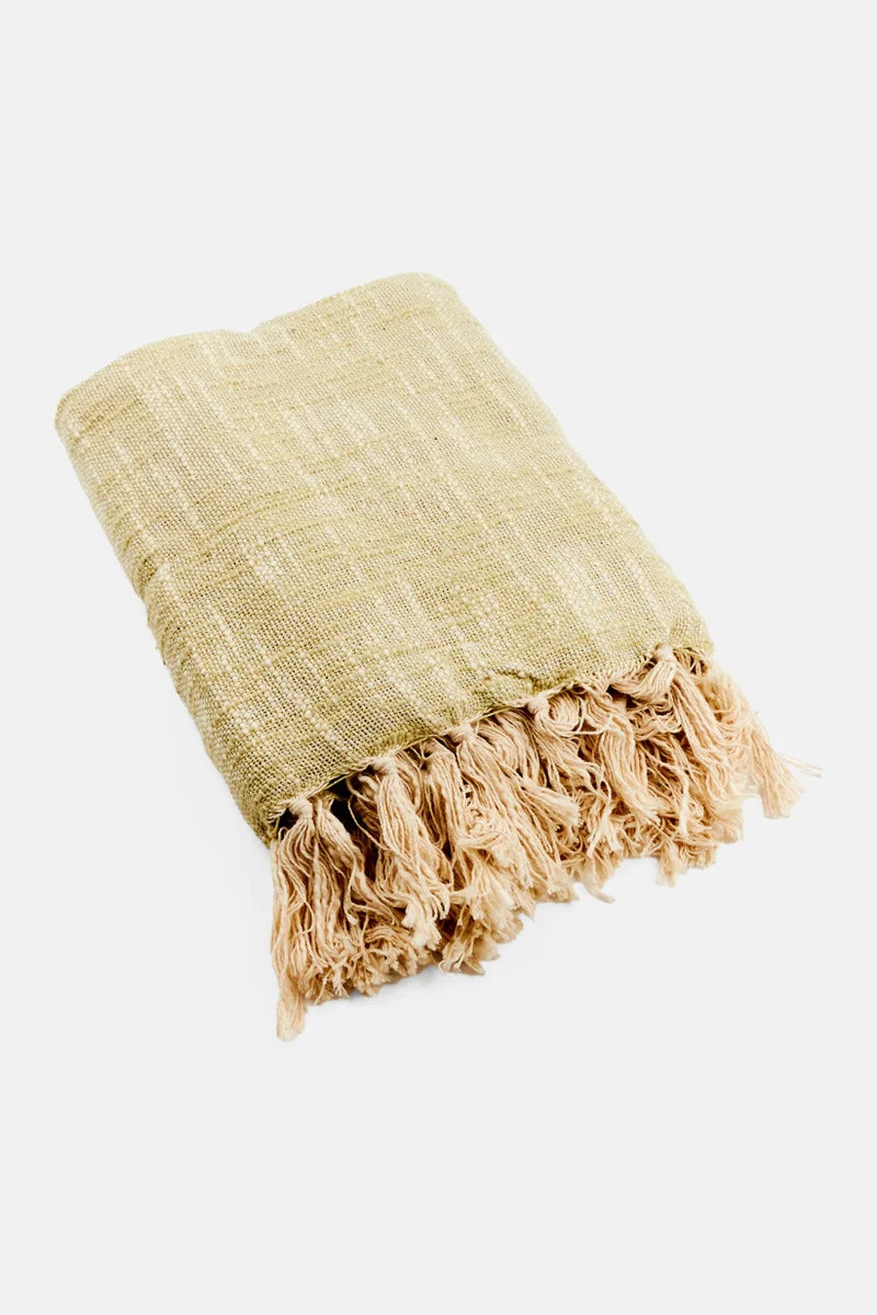 Muy Mucho Plaid Cotton Throw 160 x 130 cm, Light Green