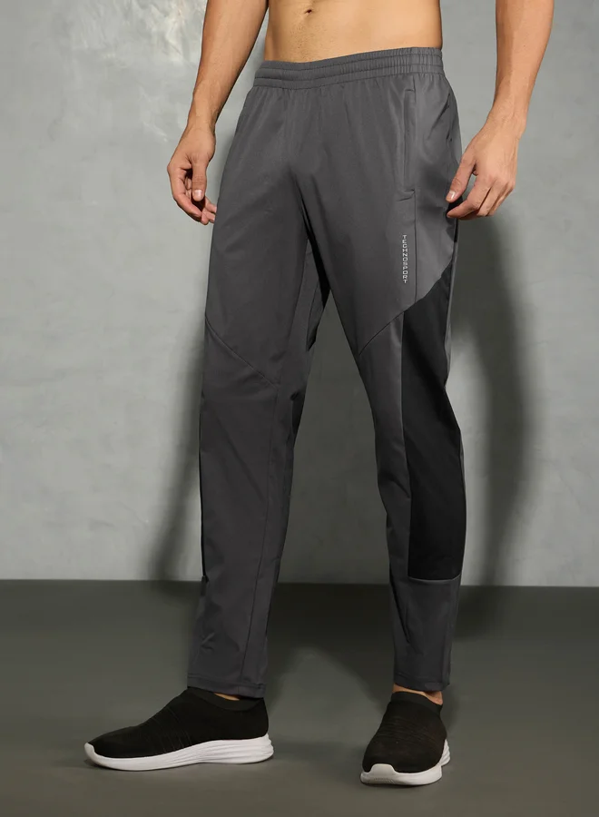 تكنوسبورت Technosport Men Charcoal Relaxed Fit Contrast Panel Track Pants