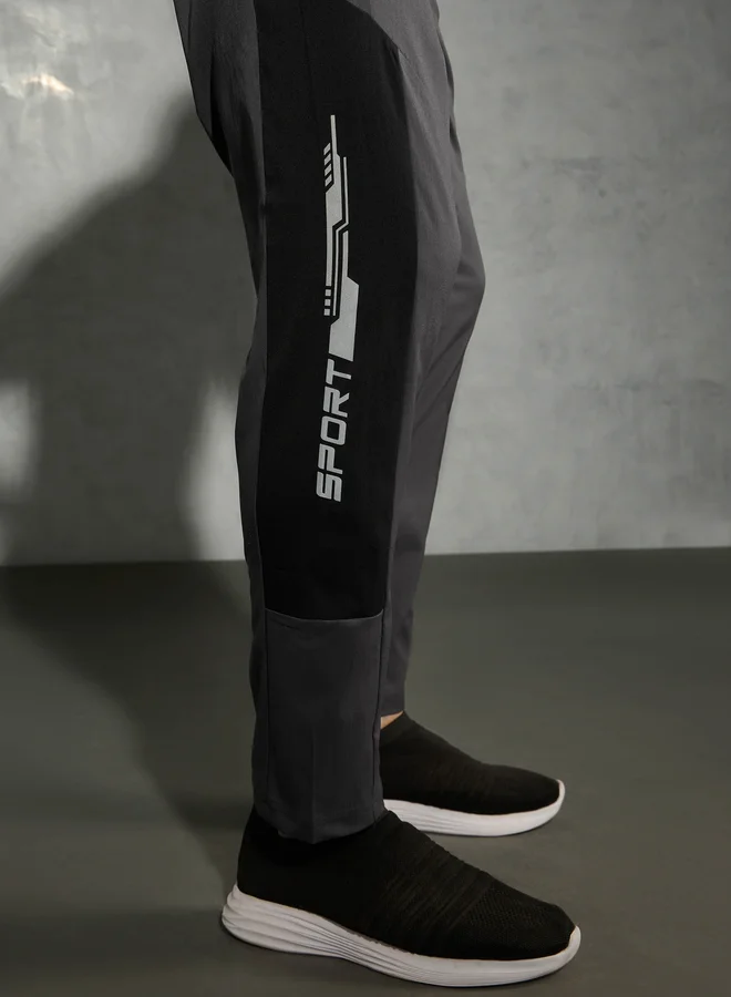 Technosport Technosport Men Charcoal Relaxed Fit Contrast Panel Track Pants