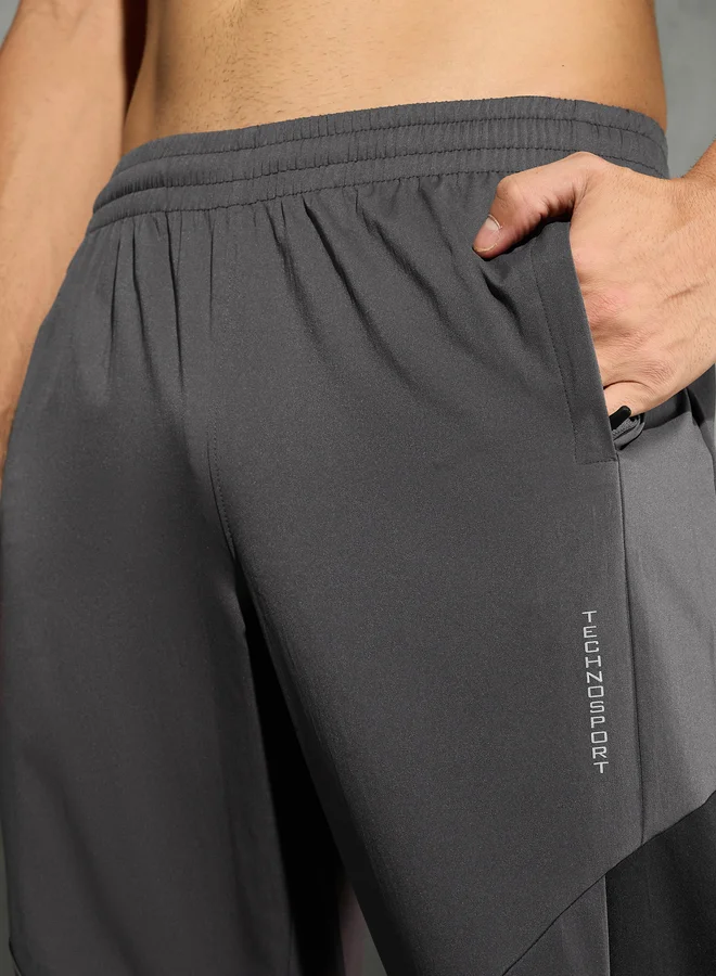 Technosport Technosport Men Charcoal Relaxed Fit Contrast Panel Track Pants