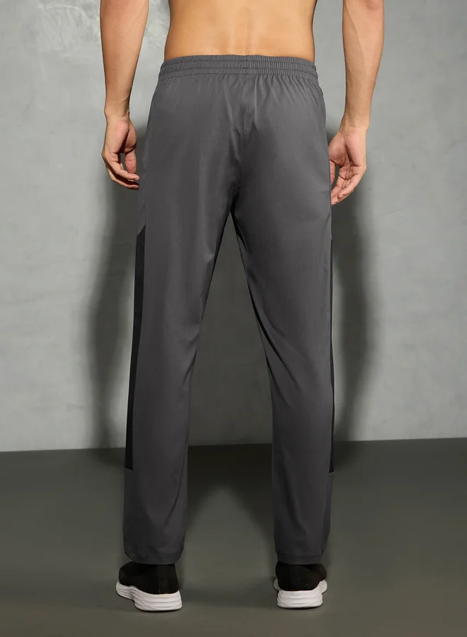 Technosport Technosport Men Charcoal Relaxed Fit Contrast Panel Track Pants