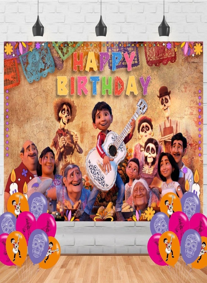 karg Coco Birthday Decorations,Cartoon Movie Backdrops for Party Decorations Supplies,Anime Happy Birthday Banner Backdrop for Party Supplies (5x3ft) - Image 1