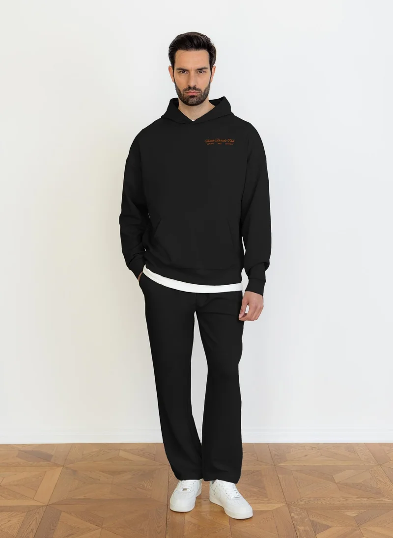 SHAPES Black SLOGAN PRINTED SOFT HOODIE for Men | Best Price UAE