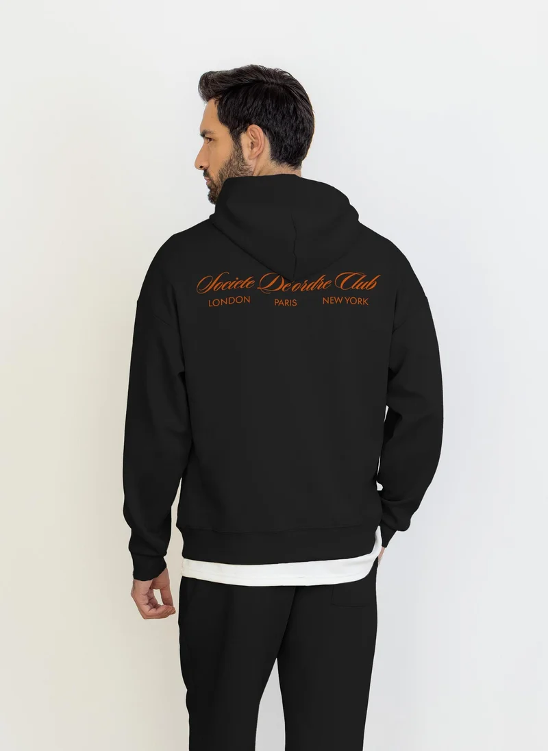 SHAPES SLOGAN PRINTED SOFT HOODIE