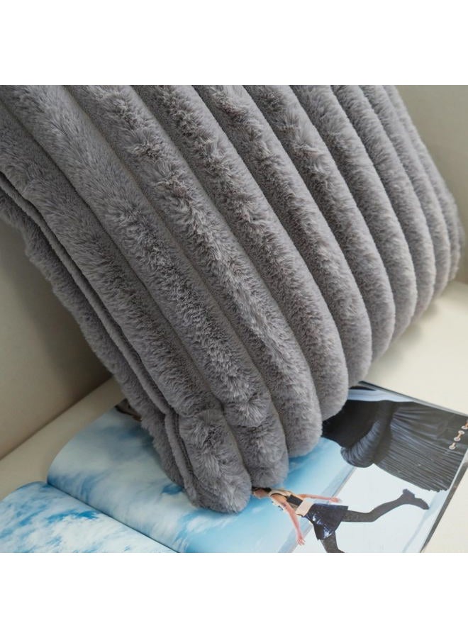 JOJUSIS Pack of 2 Faux Fur Plush Decorative Throw Pillow Covers Couch Cushion Case Soft Pillowcases (Grey, 24 x 24-Inch) - Image 3