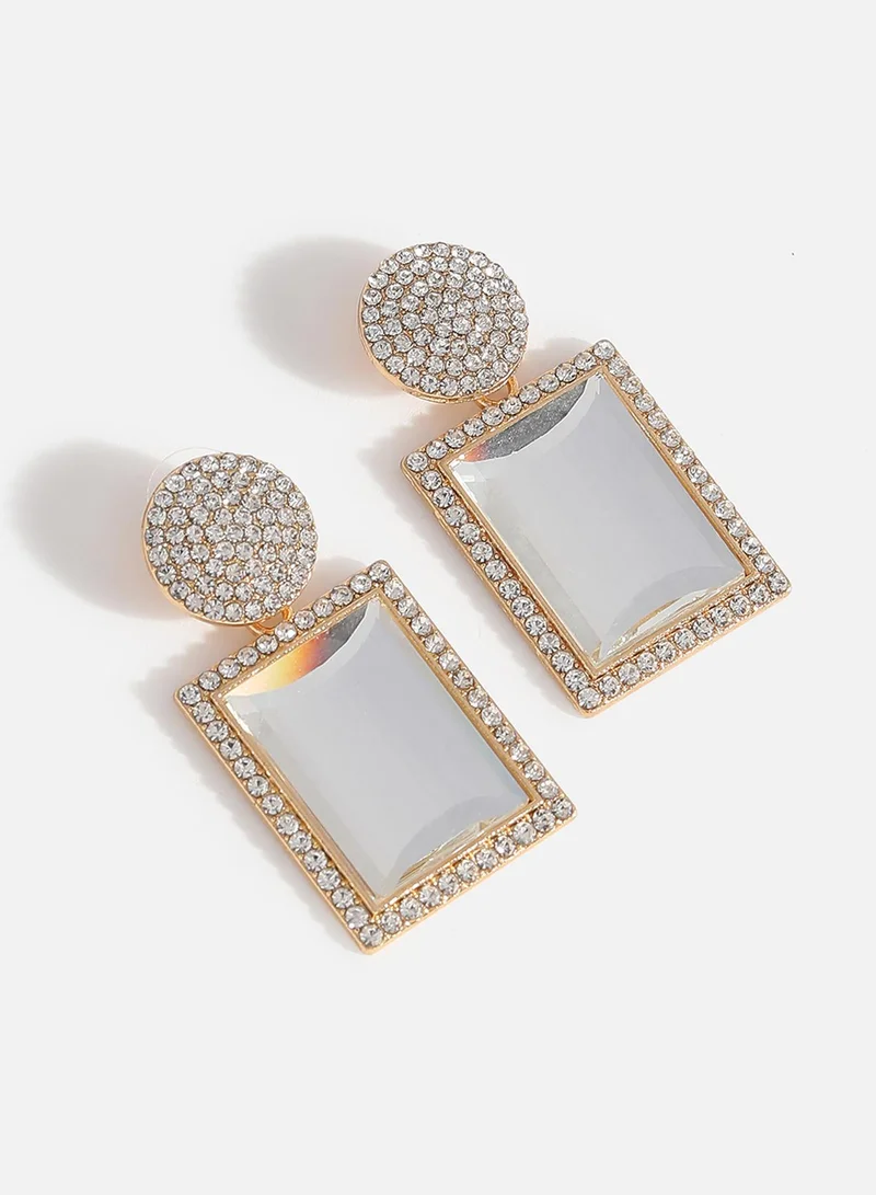 سوهي أقراط متدلية من أحجار الراين مطلية بالذهب