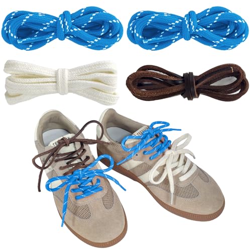 UamGlsob 4PCS Multi Color Shoe Laces for Sneakers Cool Fun Cute Design DIY Fashion Colored Shoelaces Replacement Strings MulticolorBlue - Image 1