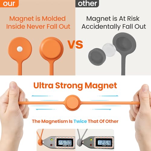 Tounee Reusable Silicone Magnetic Cable Ties - 2 Sizes Combo (4pcs 2.95'' + 10pcs 7.68'') - Multi-Purpose for Cable Bundling, Organizing, Bookmarks & Fridge Magnets - Assorted Colors, 14-Pack - Image 2