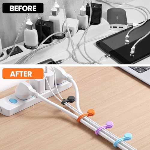 Tounee Reusable Silicone Magnetic Cable Ties - 2 Sizes Combo (4pcs 2.95'' + 10pcs 7.68'') - Multi-Purpose for Cable Bundling, Organizing, Bookmarks & Fridge Magnets - Assorted Colors, 14-Pack - Image 3