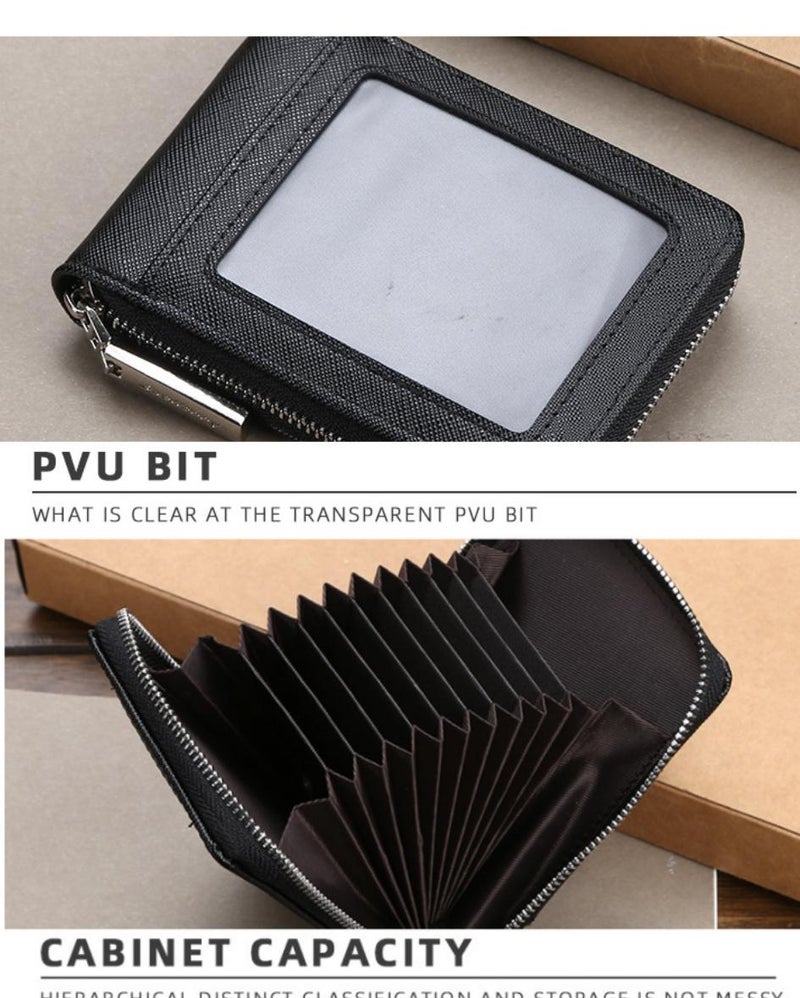 WAOKN Unisex RFID Blocking Zip-Around Card Wallet, Premium Crosshatch PU Leather Accordion Card Holder with 9 Card Slots ID Window & Coin Pocket,  Credit Debit Card Holder Money Wallet for Men Women ,Slim Compact 11x8x2cm Anti-Theft Wallet for Business & Daily Use - Image 5