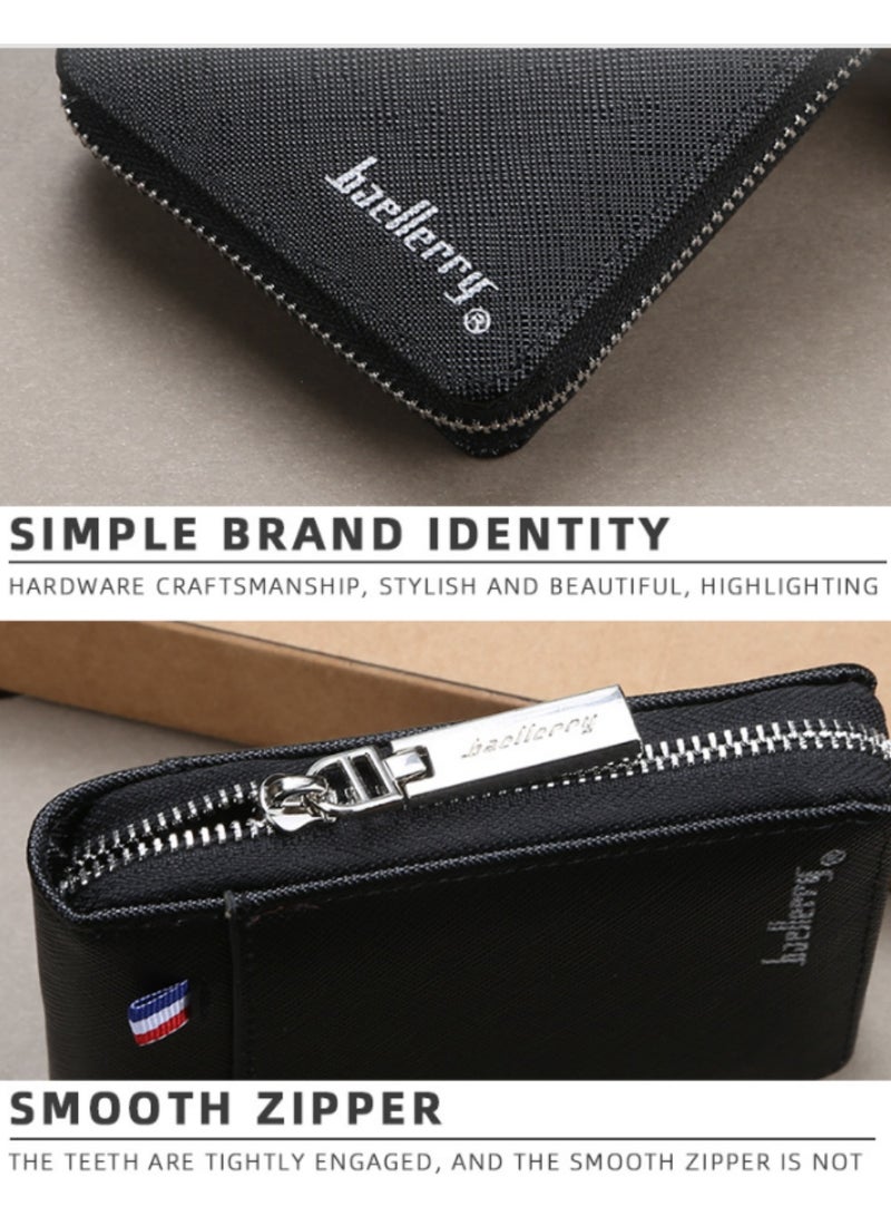 WAOKN Unisex RFID Blocking Zip-Around Card Wallet, Premium Crosshatch PU Leather Accordion Card Holder with 9 Card Slots ID Window & Coin Pocket,  Credit Debit Card Holder Money Wallet for Men Women ,Slim Compact 11x8x2cm Anti-Theft Wallet for Business & Daily Use - Image 4