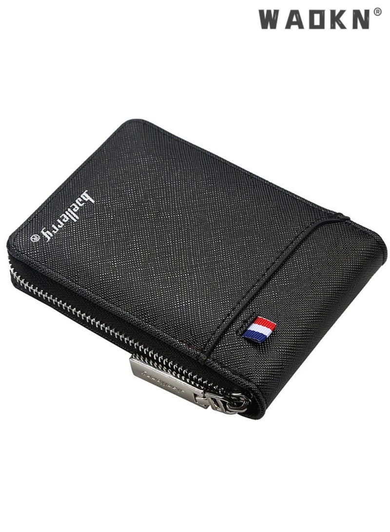 WAOKN Unisex RFID Blocking Zip-Around Card Wallet, Premium Crosshatch PU Leather Accordion Card Holder with 9 Card Slots ID Window & Coin Pocket,  Credit Debit Card Holder Money Wallet for Men Women ,Slim Compact 11x8x2cm Anti-Theft Wallet for Business & Daily Use - Image 1