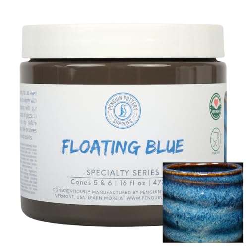 Penguin Pottery - Specialty Series - Floating Blue. Mid Fire Glaze for Clay, Pottery Glaze, Cone 5 and Cone 6 - Ceramic Glaze for Pottery (1 Pint | 16 oz | 473 ml) - Image 1