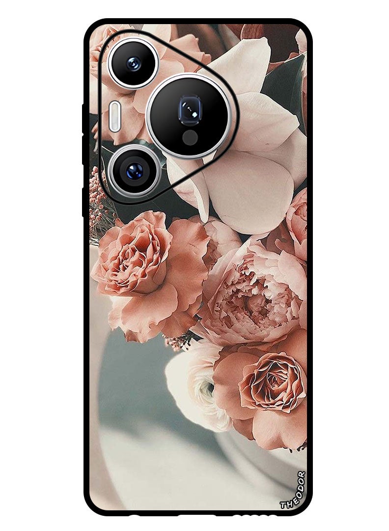 Theodor Protective Case Anti Scratch Shock Proof Bumper Cover For Huawei Pura 70 Pro Peach Roses - Image 1