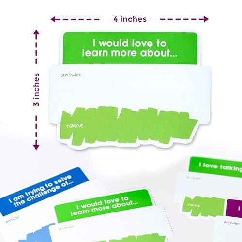 We! Connect Name Tag Stickers (150 PCS) - Easy-to-Write Name Stickers with Conversation Starters - Ideal for Networking, Ice Breakers & Adult Educational Team Building Games - Self-Adhesive Tags - Image 2