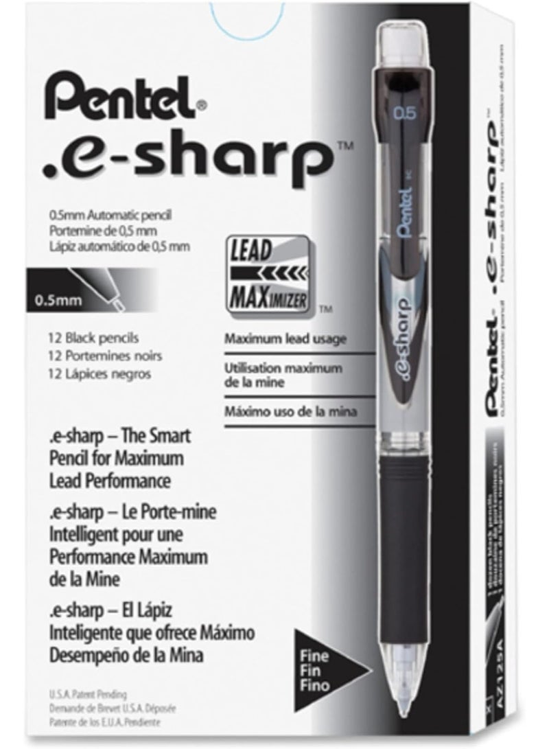 PentelÂ® e-Sharpâ„¢ Mechanical Pencils, 0.5 mm, 72% Recycled, Black, Pack Of 12 - Image 1