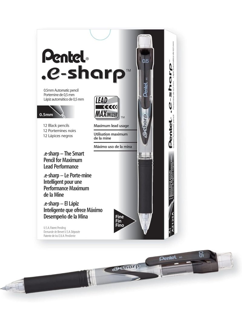 PentelÂ® e-Sharpâ„¢ Mechanical Pencils, 0.5 mm, 72% Recycled, Black, Pack Of 12 - Image 2
