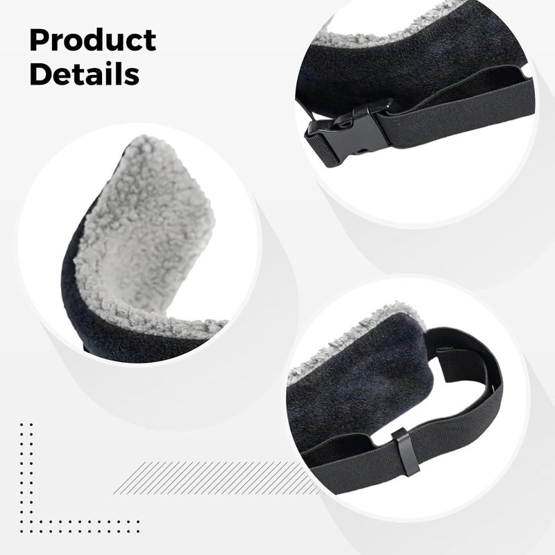 Portable 2 Pcs Airplane Travel Pillow Set, Black, 12.20 in / 31 Cm, Polyester Neck Support, Adjustable Headrest with Eye Mask - Image 2