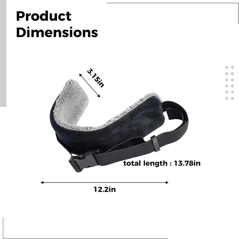 Portable 2 Pcs Airplane Travel Pillow Set, Black, 12.20 in / 31 Cm, Polyester Neck Support, Adjustable Headrest with Eye Mask - Image 4
