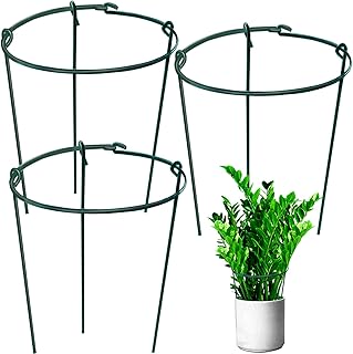 HiGift HiGift 3 Pack Peony Cages Support Stakes Ring for Garden, Round Plant Support for Outdoor (10" W x 17" H), Indoor Plant  - Image 1