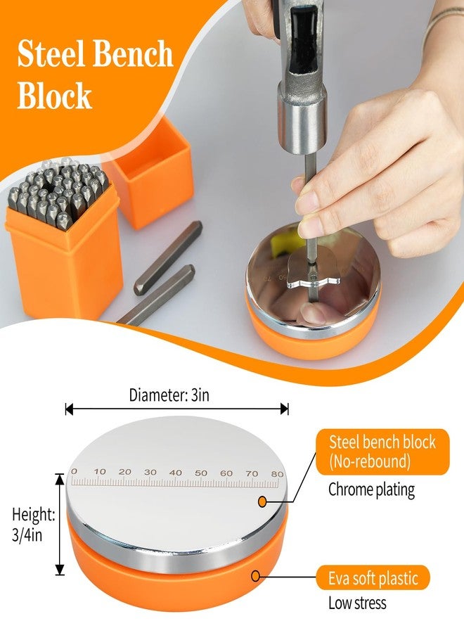 LFSEMINI Metal Stamping Kit, Complete Jewelry Making Stamping Tools with 37pcs 3mm(1/8") Number and Letter Stamp Set, Steel Bench Block and Metal Stamping Hammer - Image 3